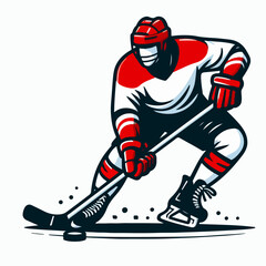 hockey player vector illustration white background