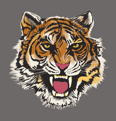 Roaring Bengal Tiger Face