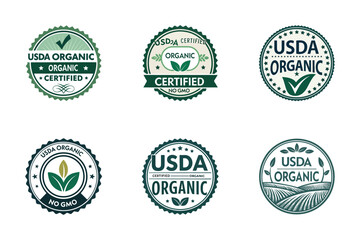 USDA Organic, Certification stamp, Label Logo ,symbol Badges label ,vector icon