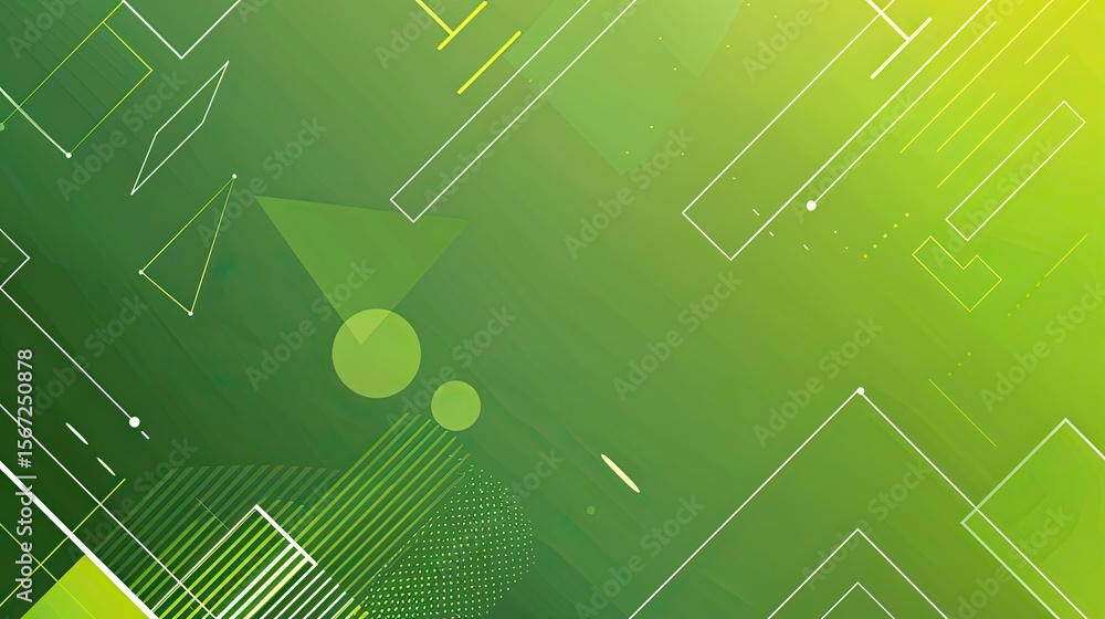 Poster abstract geometric design with green gradient and white lines for backgrounds or graphics.