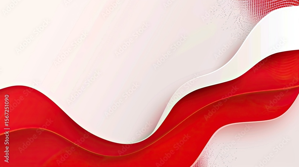 Aufkleber abstract design featuring flowing red and white waves on a light background.