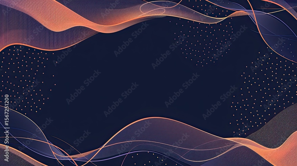 Aufkleber abstract design featuring flowing waves and dots in a dark background, suitable for graphics.