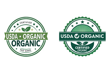 Obraz premium Organic Certifications: Emblematic depictions of USDA-certified organic symbols. Symbolizing purity, quality, and adherence to stringent agricultural standards.
