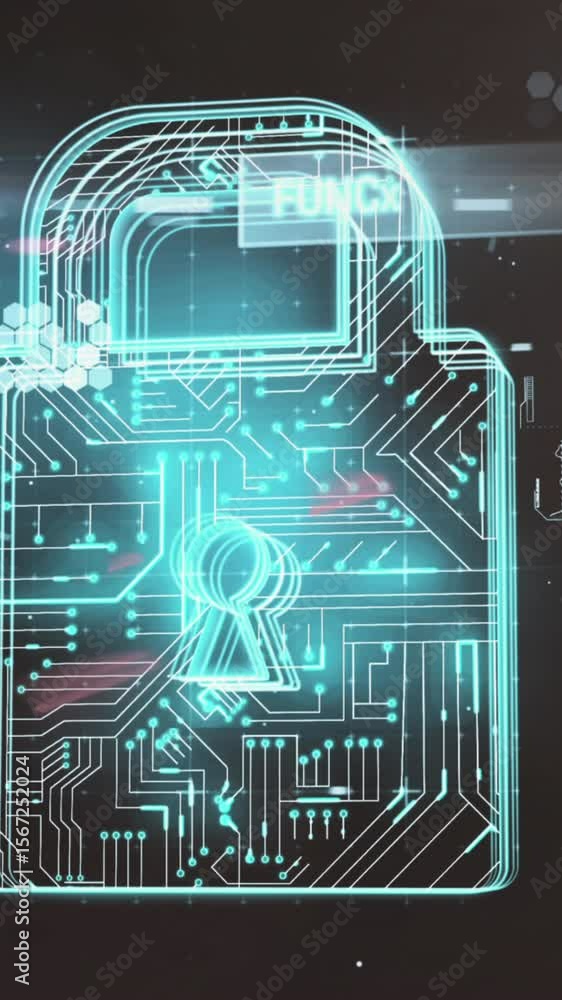 Poster security padlock icon against data processing
