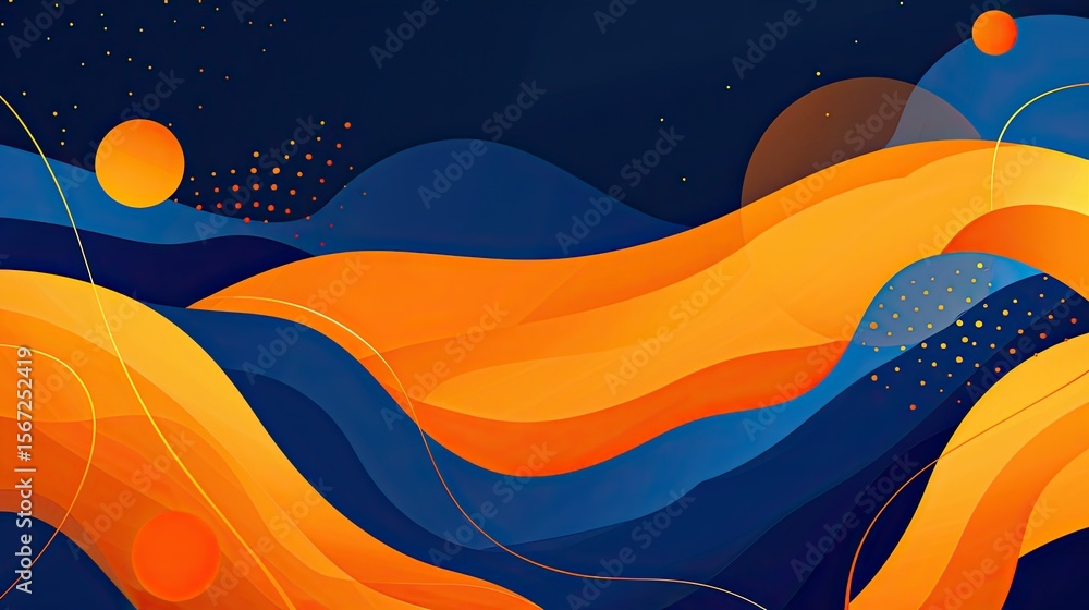 Poster abstract wave design with vibrant colors and smooth curves.