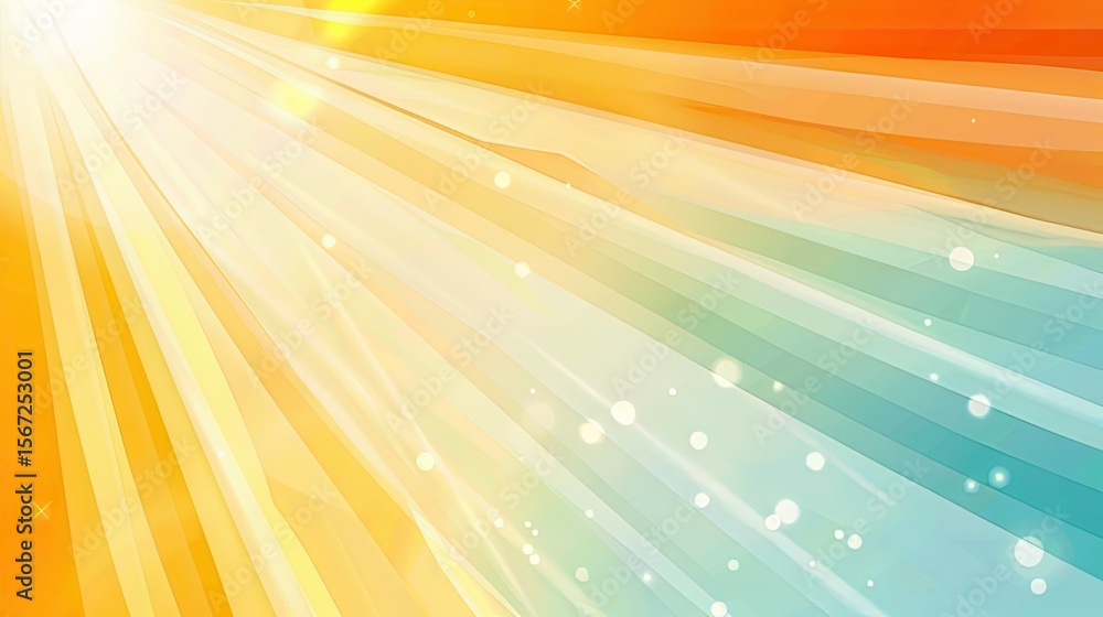 Poster a vibrant abstract background with rays of light and soft colors, evoking warmth and positivity.