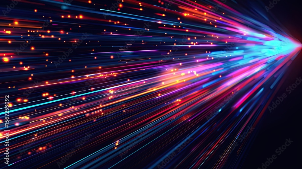 Aufkleber a vibrant burst of colorful light beams radiating from a central point, creating a dynamic effect.