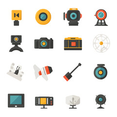 2D Flat icon Film & Video Production Icons isolated in White Background