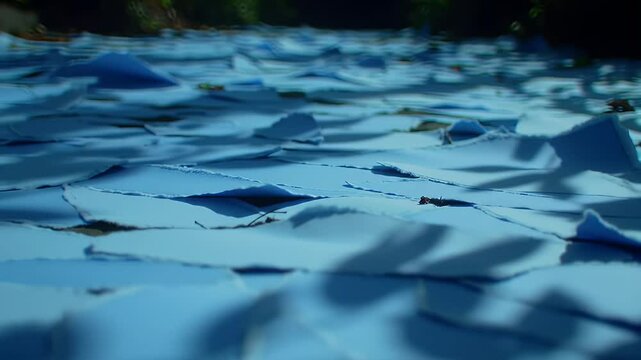 Abstract Floor Covered in Pale Blue Geometric Shapes with Dappled Light and Shadows Organic Background Adobe Stock