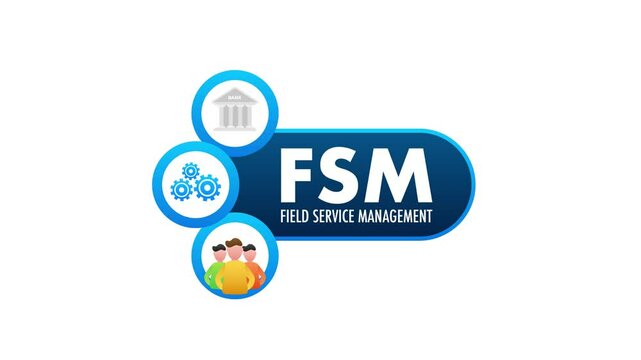 Field Service Management Logo Animation on White and Green Screen