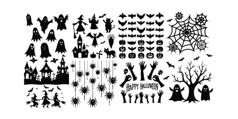 Halloween design element silhouette set