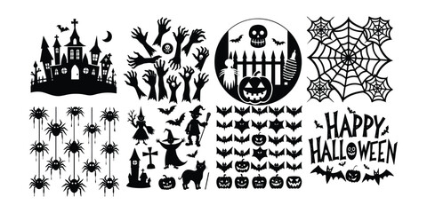 Halloween design element silhouette set