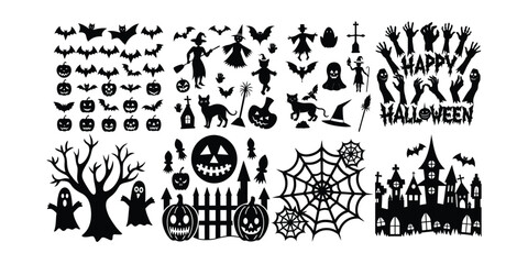 Fototapeta premium Halloween design element silhouette set