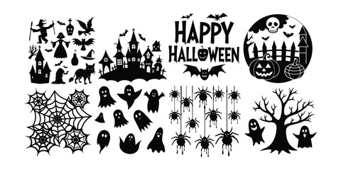 Halloween design element silhouette set