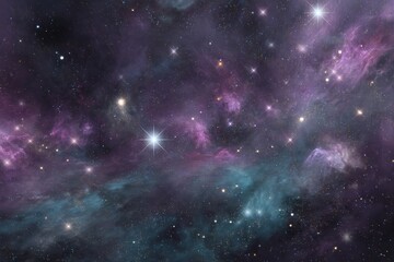 Purple and Blue Cosmic Nebula with Distant Stars
