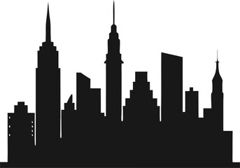 Fototapeta premium Silhouette of New York skyline, monochrome with white background.