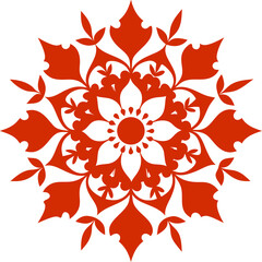 Floral mandala pattern, silhouette with white background.