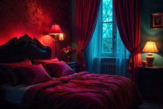 Luxurious Boudoir Sensual Lighting and Velvet Textures Hint at Forbidden Romance