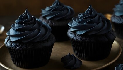 black velvet cupcakes on a plate