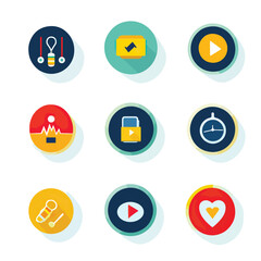 Fototapeta premium 2D Flat icon Fitness Tracking & Health Apps Icons isolated in White Background
