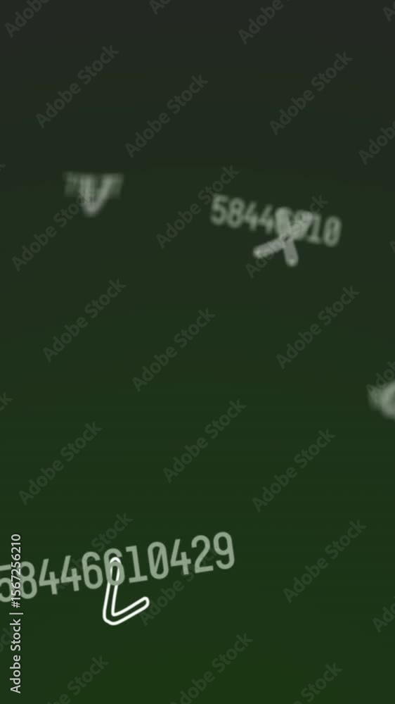 Poster animation of numbers and letters changing on green background