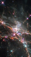 Vibrant Cosmic Nebula with Multicolored Stars