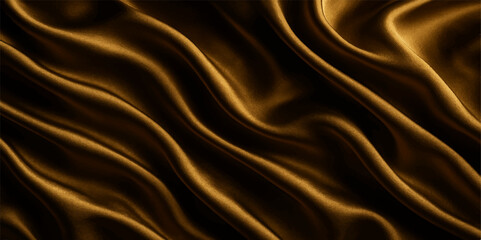 Obraz premium Luxurious golden silk and satin fabric background with smooth, shiny, flowing waves for an elegant decoration and pattern design