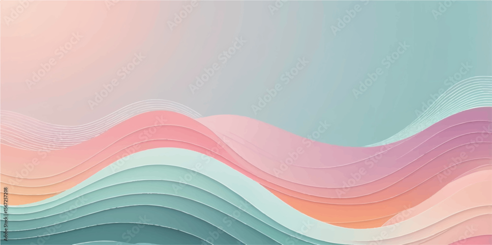 Poster abstract colourful background with flowing wave patterns and light blue curves, a vibrant design for