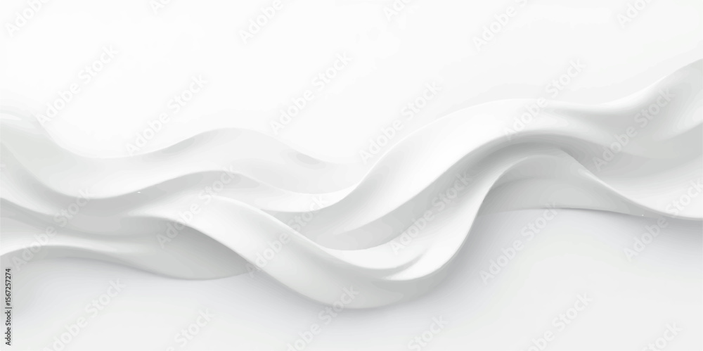 Poster abstract white background with smooth blue waves and flowing lines creating a dynamic light art illu