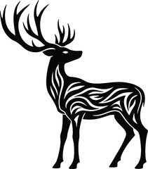 Majestic tribal deer silhouette elegant antler design