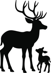 Obraz premium Majestic deer silhouette with fawn mother nature wildlife