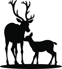 Obraz premium Majestic deer silhouette mother and fawn wildlife art