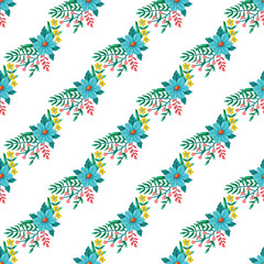 Floral Seamless Pattern With Colorful Flowers on White Background