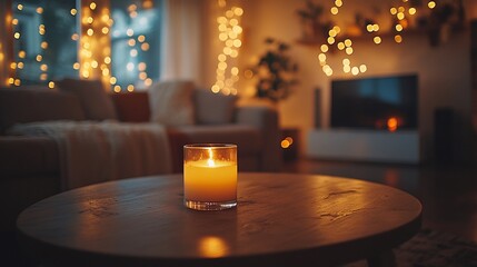 Warm Candlelight Glow: Cozy Evening Ambiance with Bokeh Lights