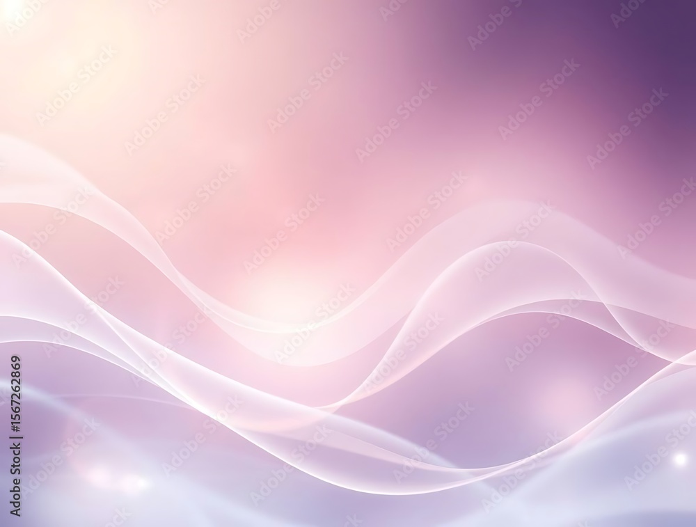 Poster graceful abstract waves flowing through a soft pastel gradient background