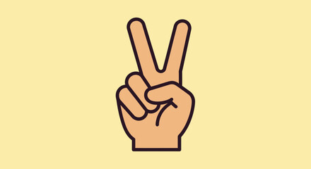 A simple illustration of a hand displaying the peace sign.