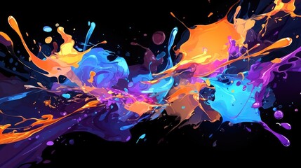 Obraz premium A vibrant abstract splash of colors on a black background, evoking creativity and energy.