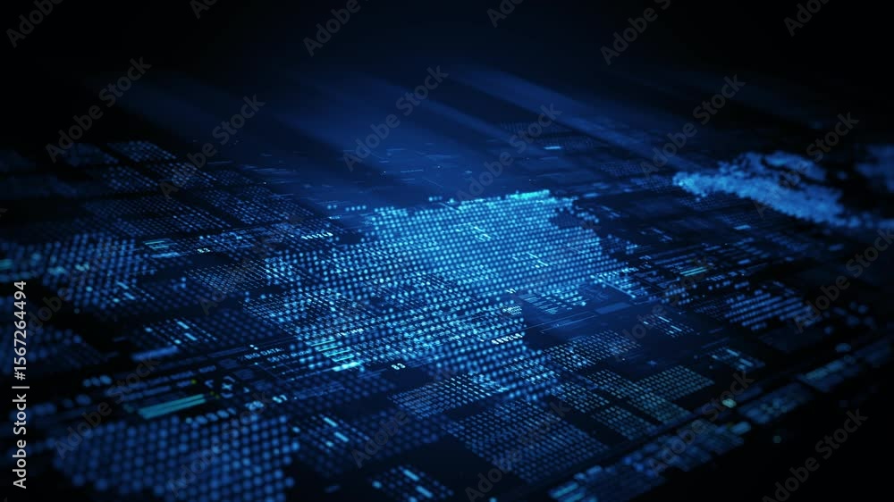 Poster digital data analysis and data mining digital interface with abstract information, numbers, technolo