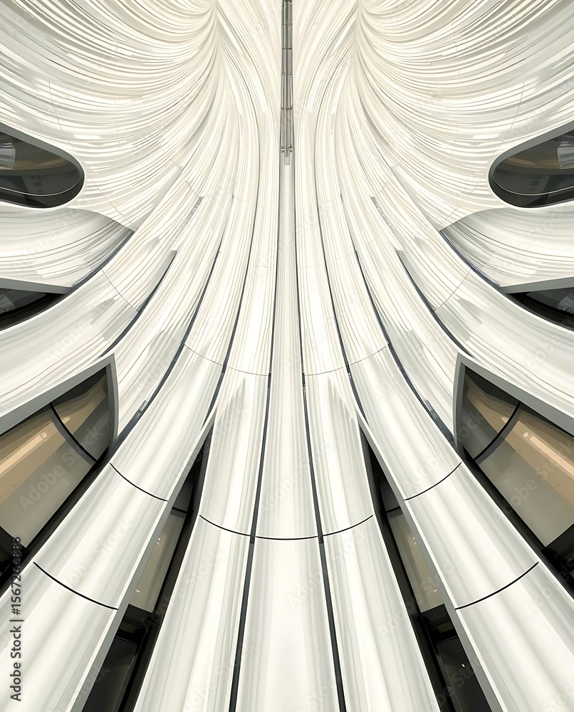 Poster modern architecture with unique parametric design and sleek minimalist style