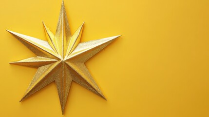 Golden Star on Yellow Background.