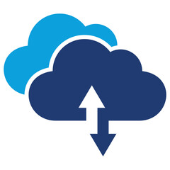 Cloud Storage Flat Blue Icon Vector Illustration