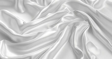 Obraz premium A close-up view of crumpled white satin fabric, showcasing its smooth texture and folds.
