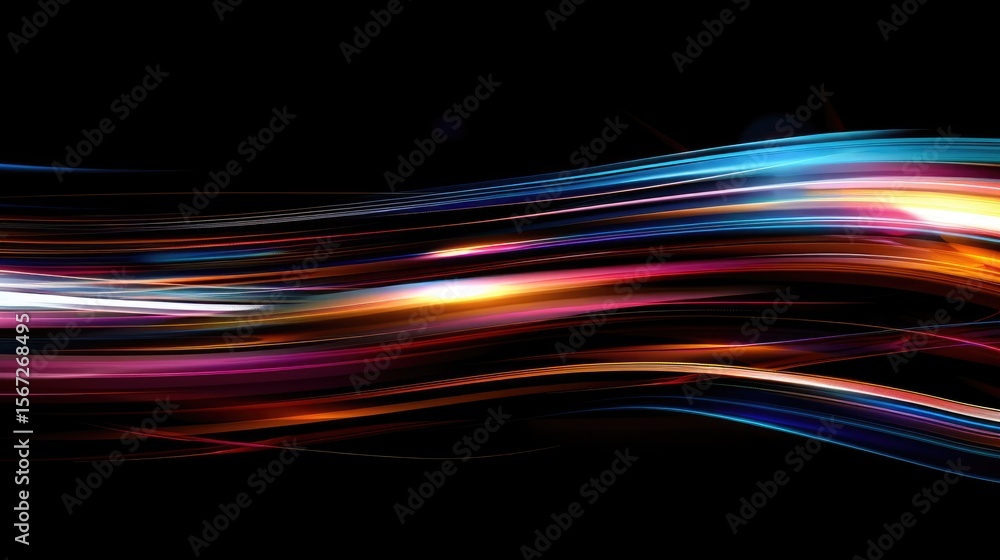 Aufkleber abstract colorful wave design with a dark background, emphasizing motion and light.