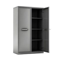 Metal Storage Cabinet, Open Door, isolated on white background