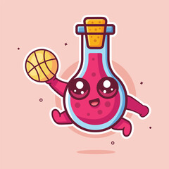 happy flask glass organ character mascot playing basketball isolated cartoon