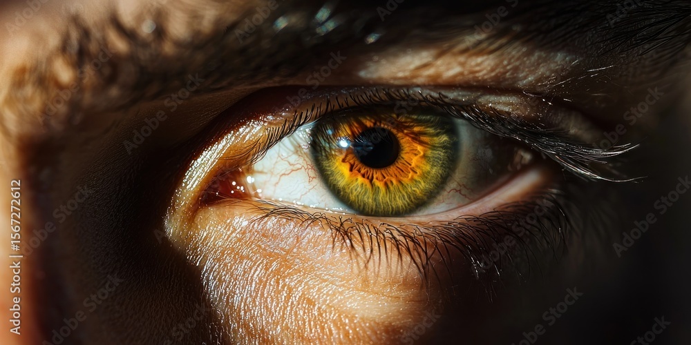 Poster A close-up of a single eye, with deep shadows emphasizing the sharp contrast of the surrounding skin.