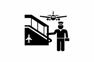 Ramp Agent icon silhouette vector illustration