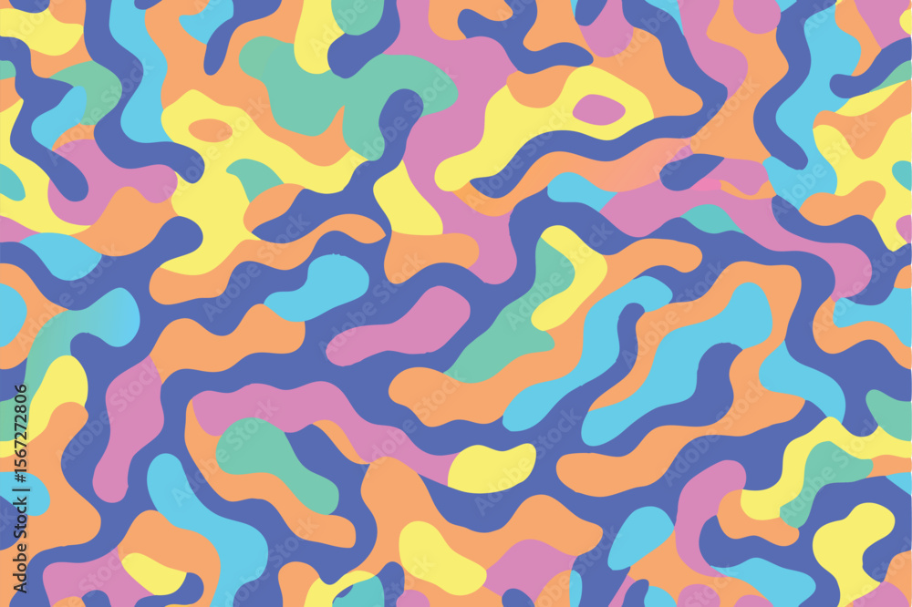 Aufkleber colorful organic abstract pattern with fluid shapes suitable for various design projects