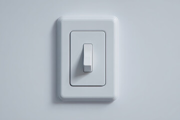 A close-up view of a modern light switch on a clean, minimalist wall, emphasizing simplicity and functionality