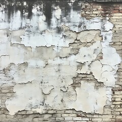 Obraz premium Weathered Brick Wall with Peeling Plaster